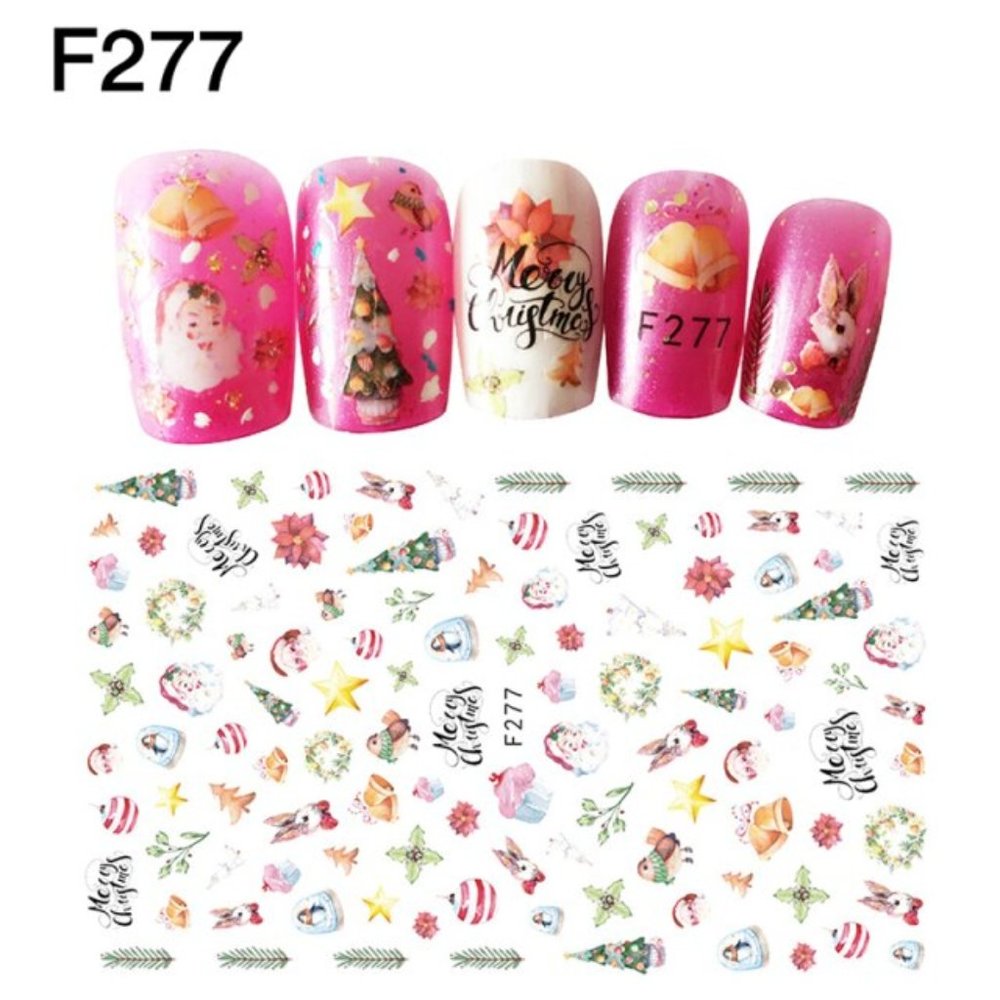 Nail Stickers Nail Art Decal Waterproof Christmas Tree Santa Bell Deer